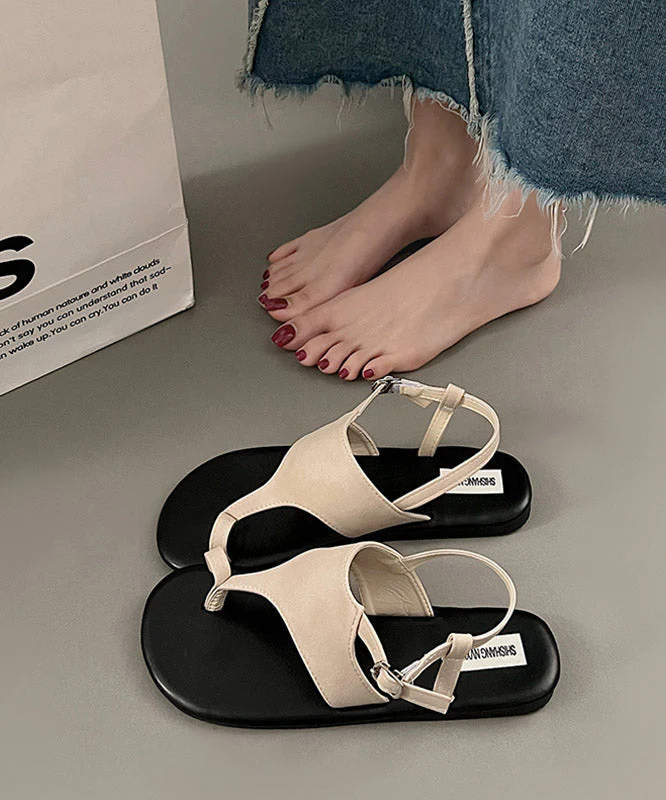 Stylish Brown Splicing Thong Sandals Hollow Out Peep Toe - Image 5