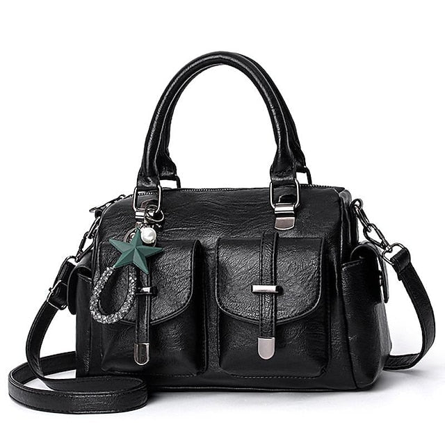 Stylish Large Blue Leather Handbag Faux - Image 8