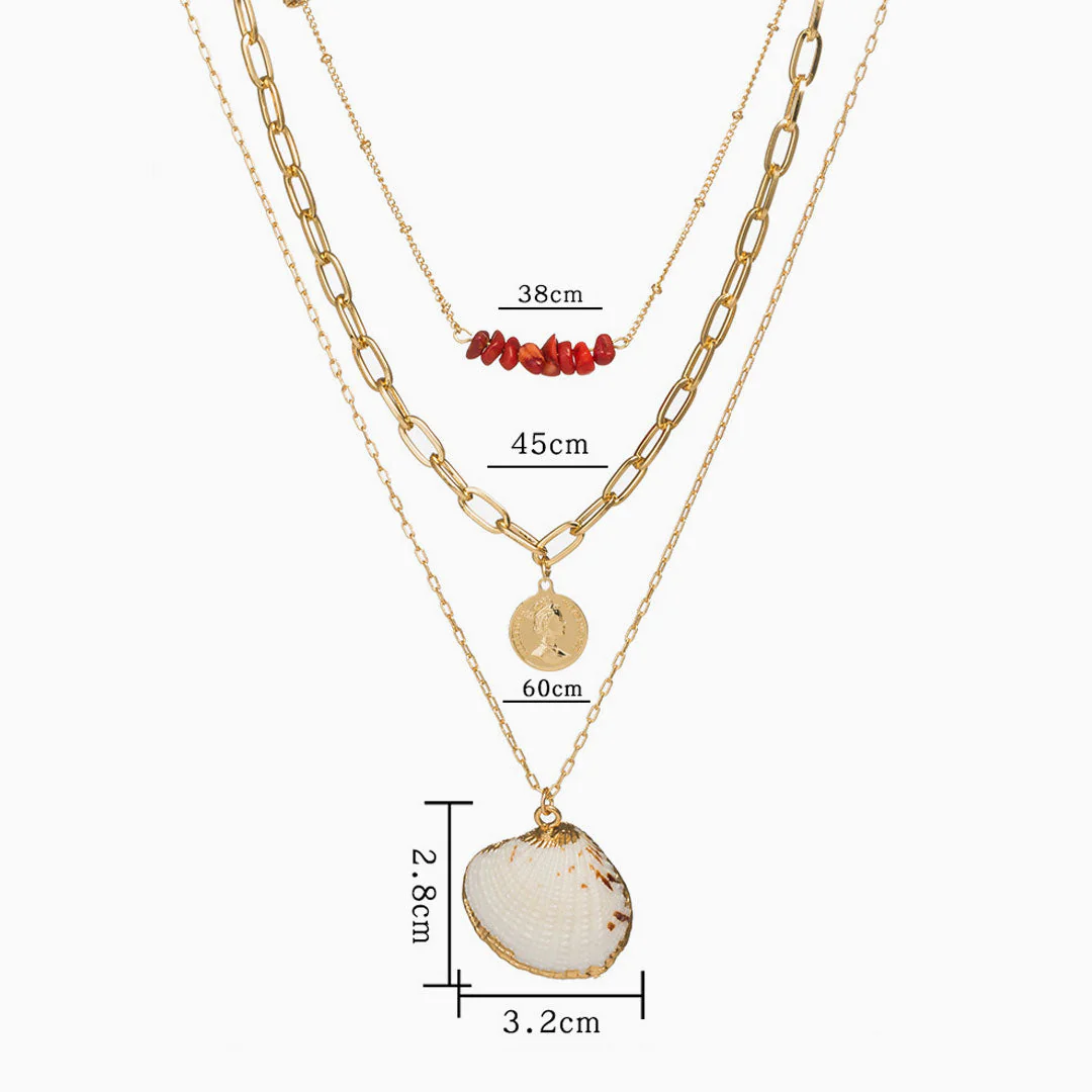 Pendants Chain-Link Layered Necklace - Gold - Image 3