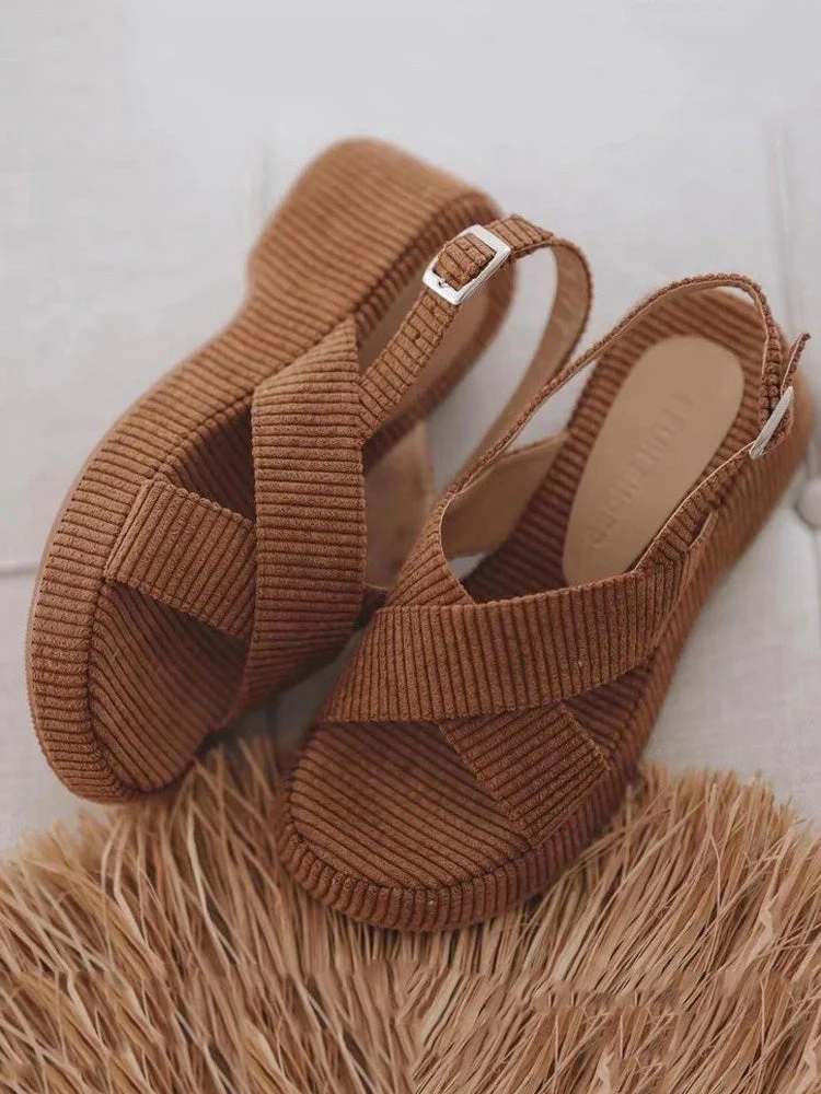 Suede Cross Ankle Strap Sandals - Image 2