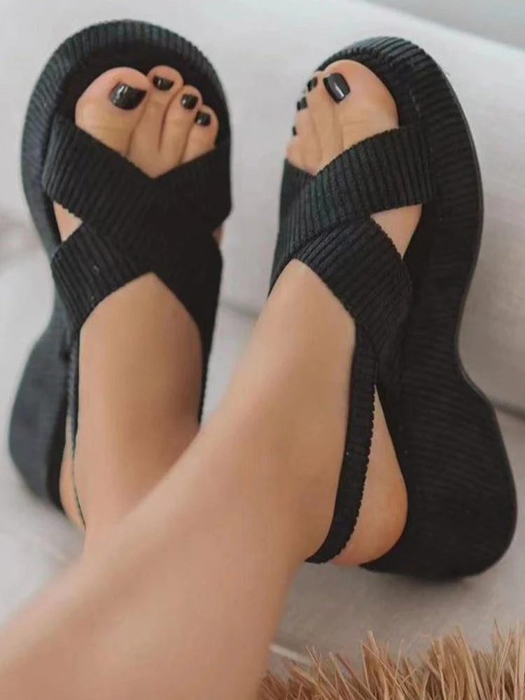 Suede Cross Ankle Strap Sandals - Image 5