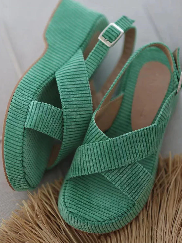 Suede Cross Ankle Strap Sandals - Image 6