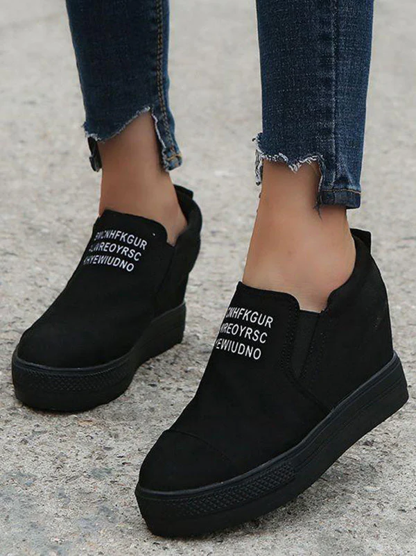Suede Letter Pattern Casual Sneakers - Image 4
