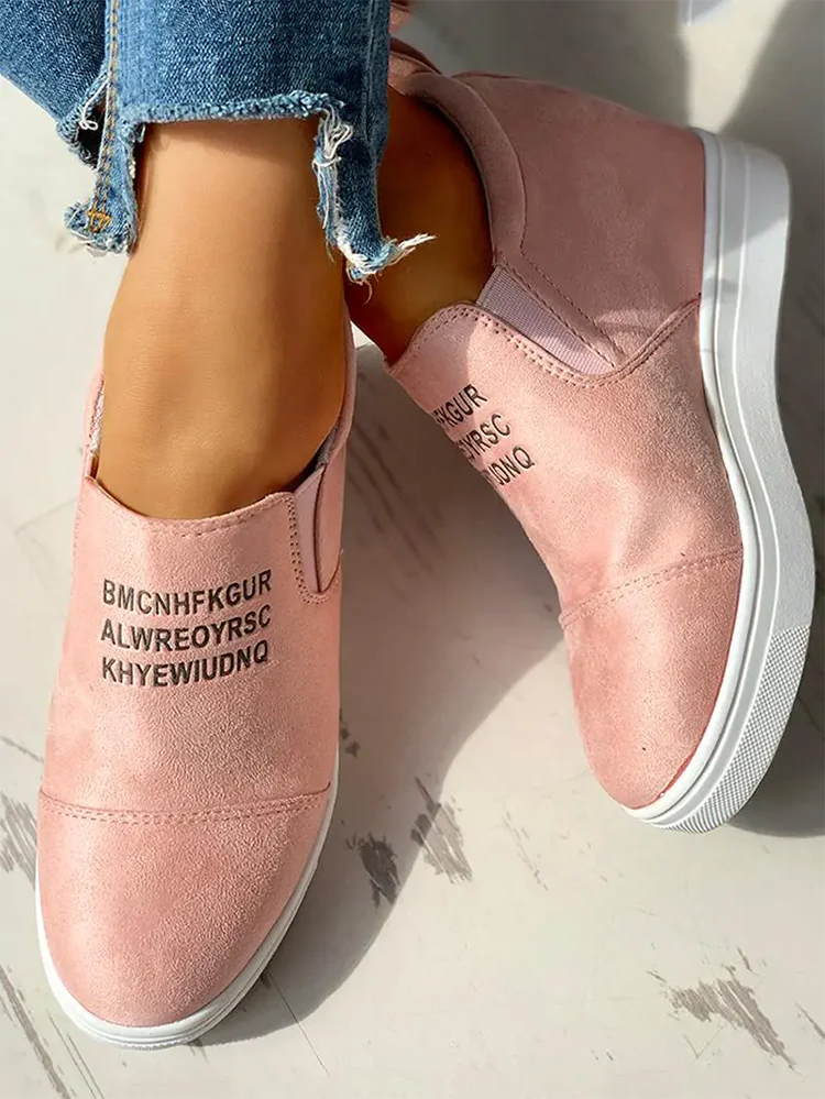 Suede Letter Pattern Casual Sneakers - Image 5