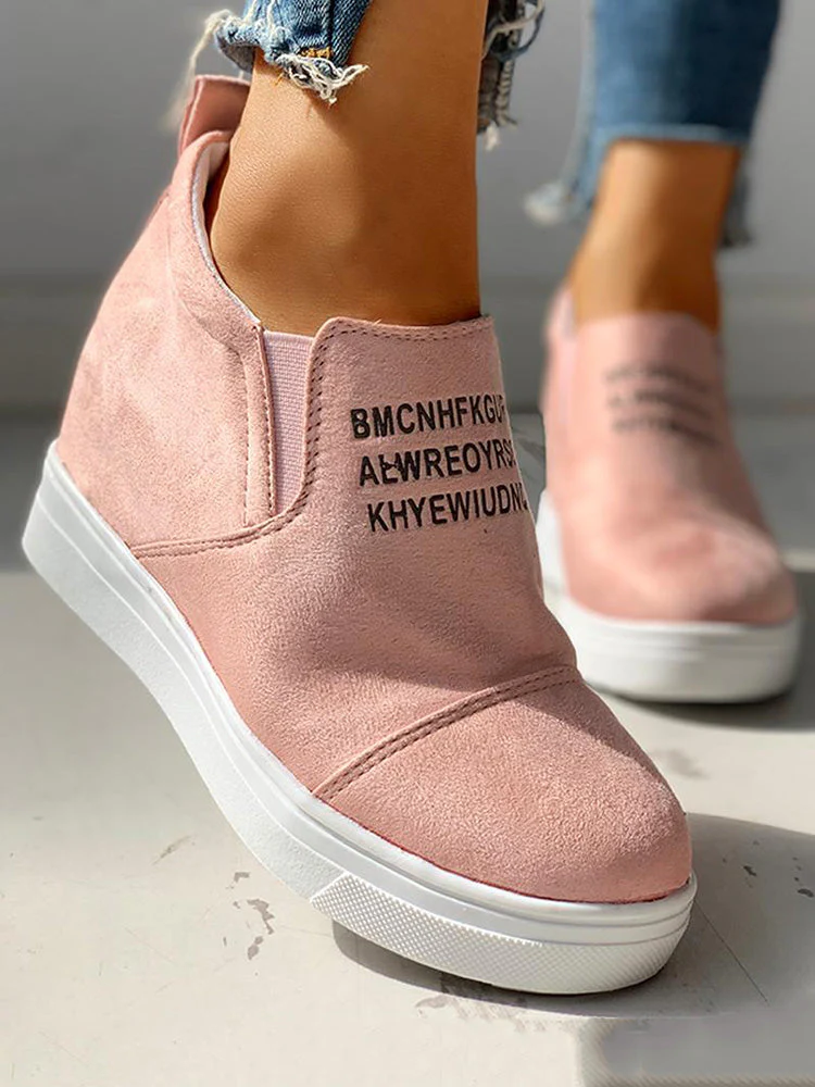 Suede Letter Pattern Casual Sneakers - Image 6