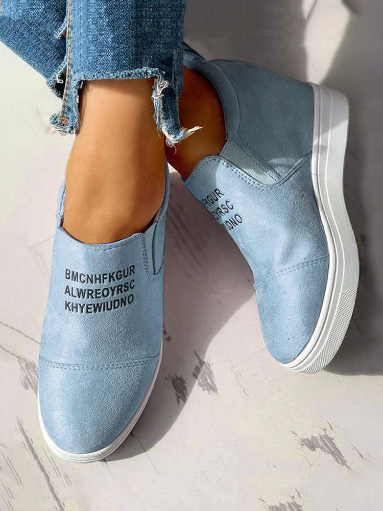 Suede Letter Pattern Casual Sneakers - Image 9