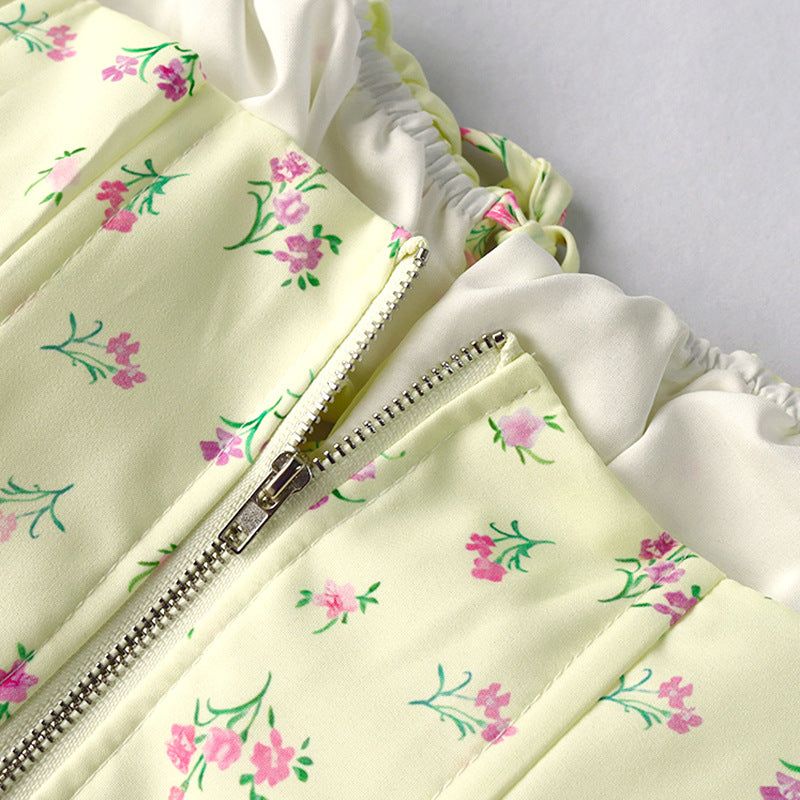 Sunflower Floral Print Corset Bustier Crop Top - Image 10