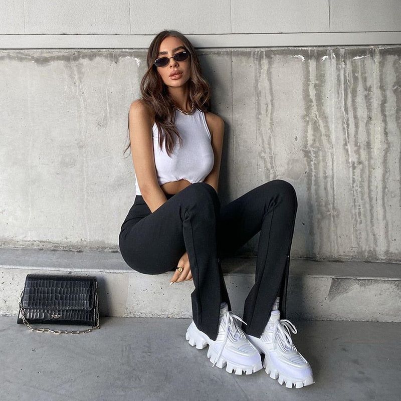 Supermodel Moment High Waist Front Slit Pants - Image 3