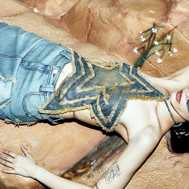 Tangible Existence Denim Raw Star Halter Top - Image 2