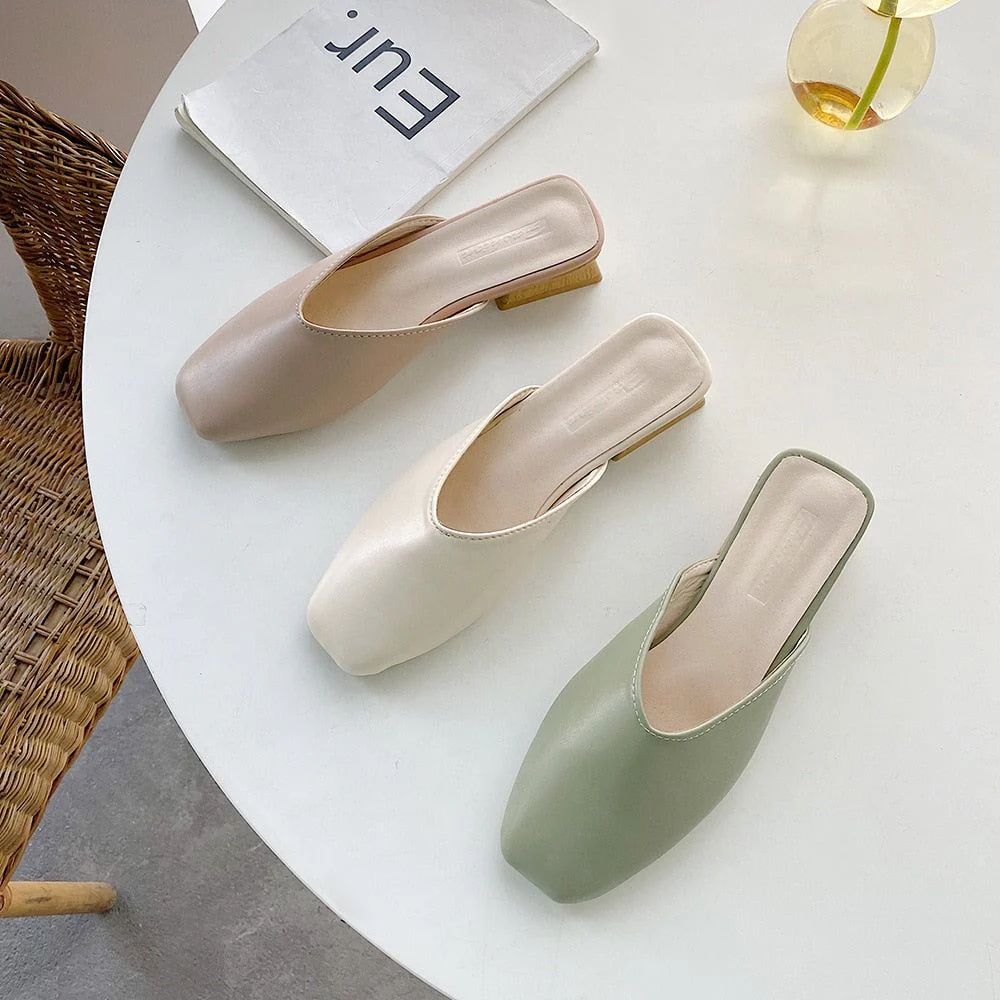 Tavi Square Toe Wooden Heel Slippers - Image 11
