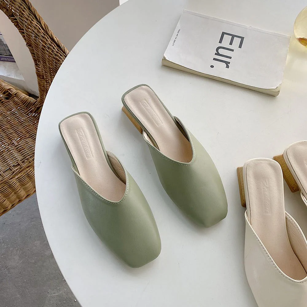 Tavi Square Toe Wooden Heel Slippers - Image 3