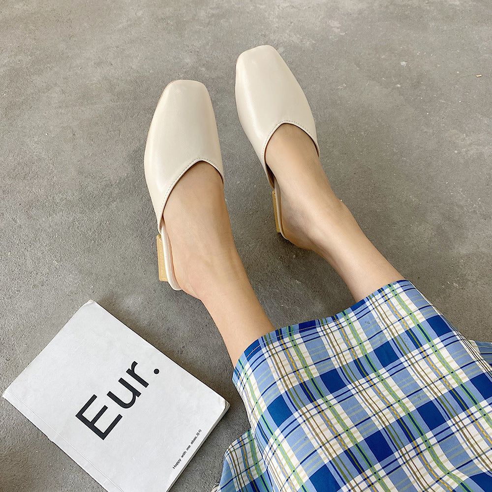 Tavi Square Toe Wooden Heel Slippers - Image 4