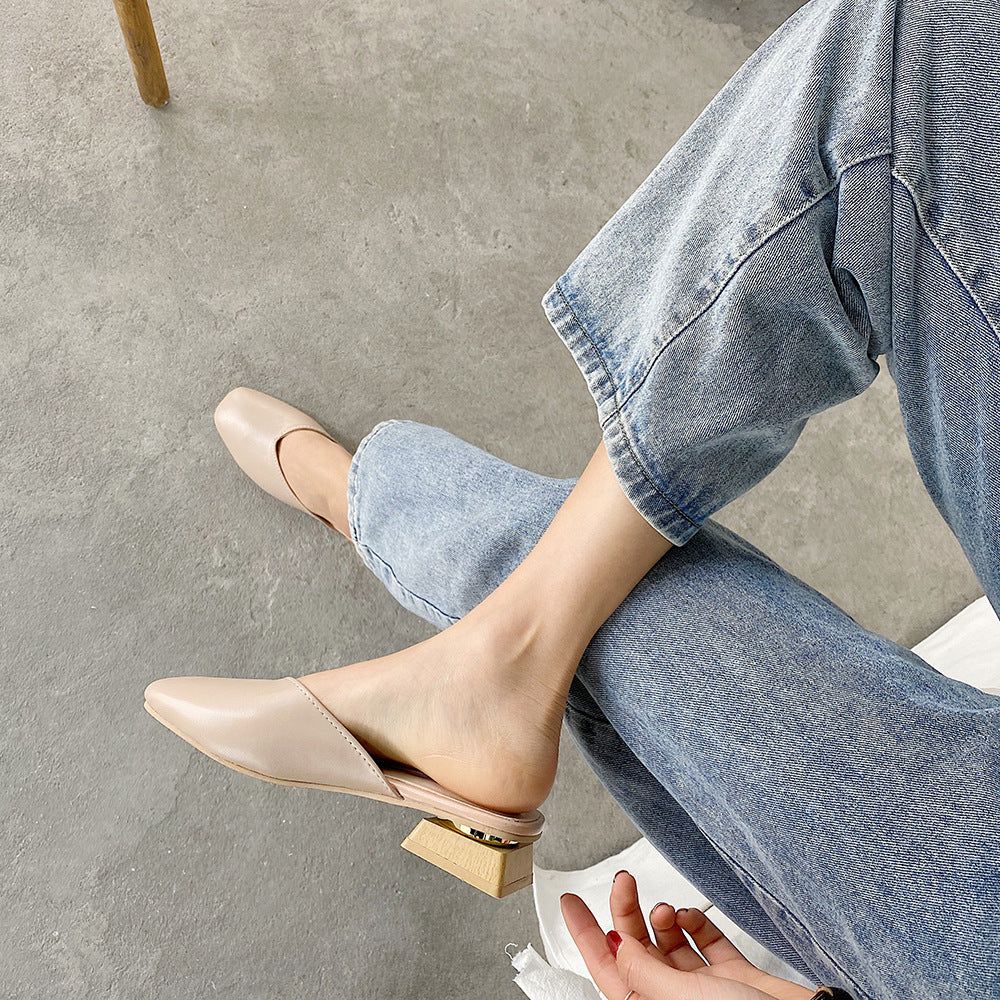 Tavi Square Toe Wooden Heel Slippers - Image 9