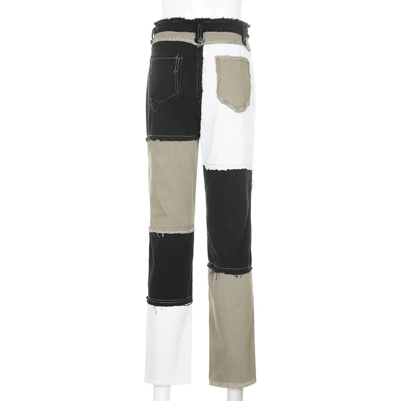 Thanks I Bought Patchwork High Waist Street Jeans - Image 14
