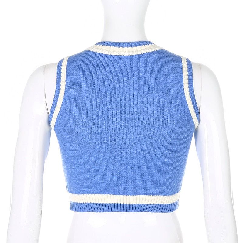 Timeless Classic V-Neck Knitted Cropped Vest - Image 6
