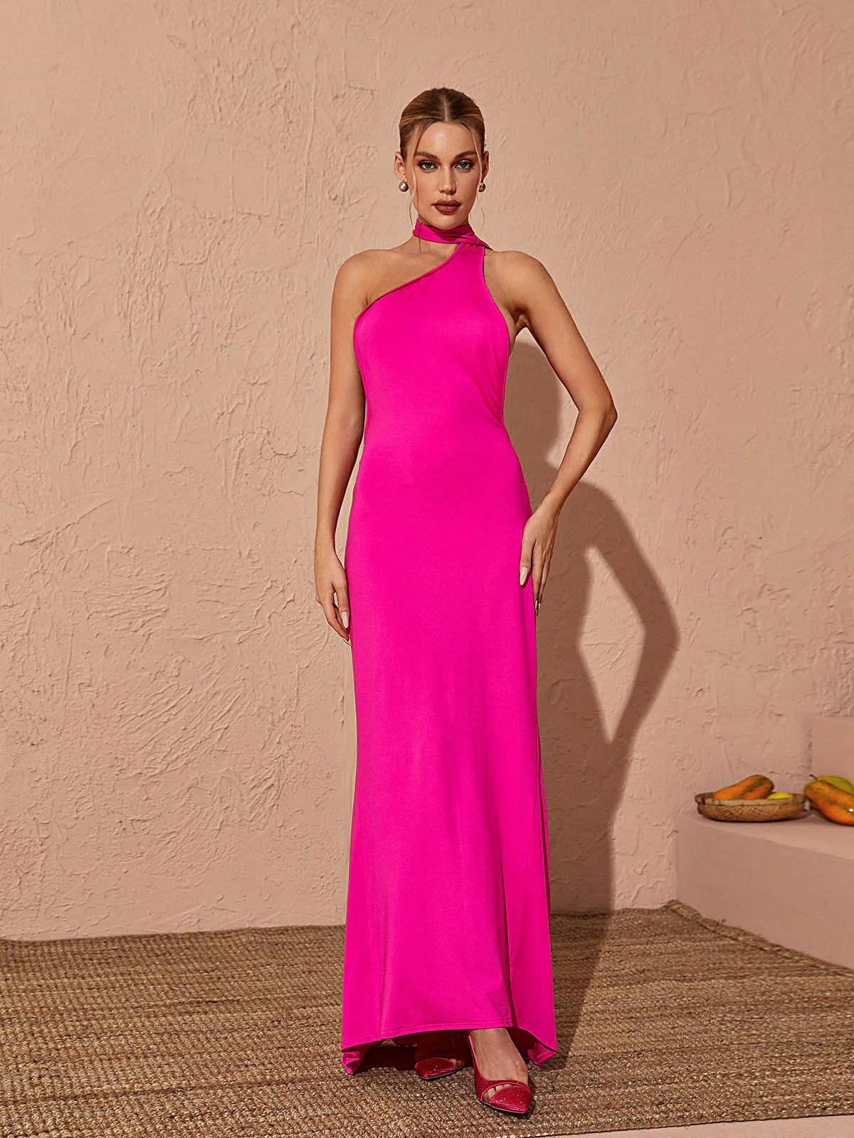 Toula Backless Maxi Dress In Hot Pink - Image 2