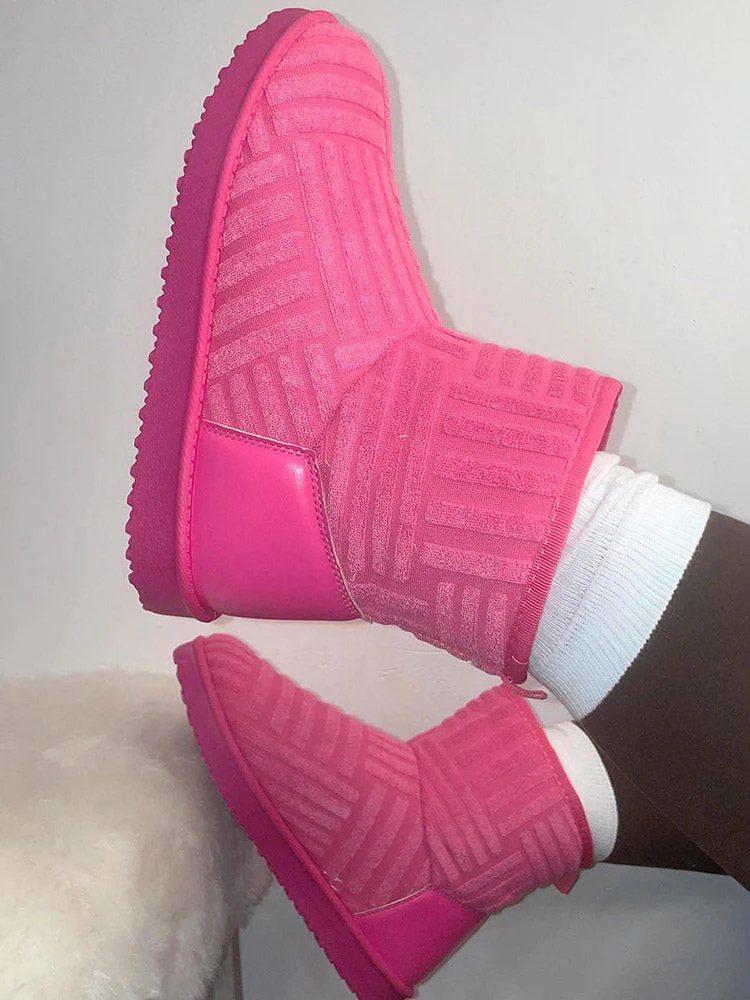 Towel Slip On Fluffy Snow Boots - Image 11