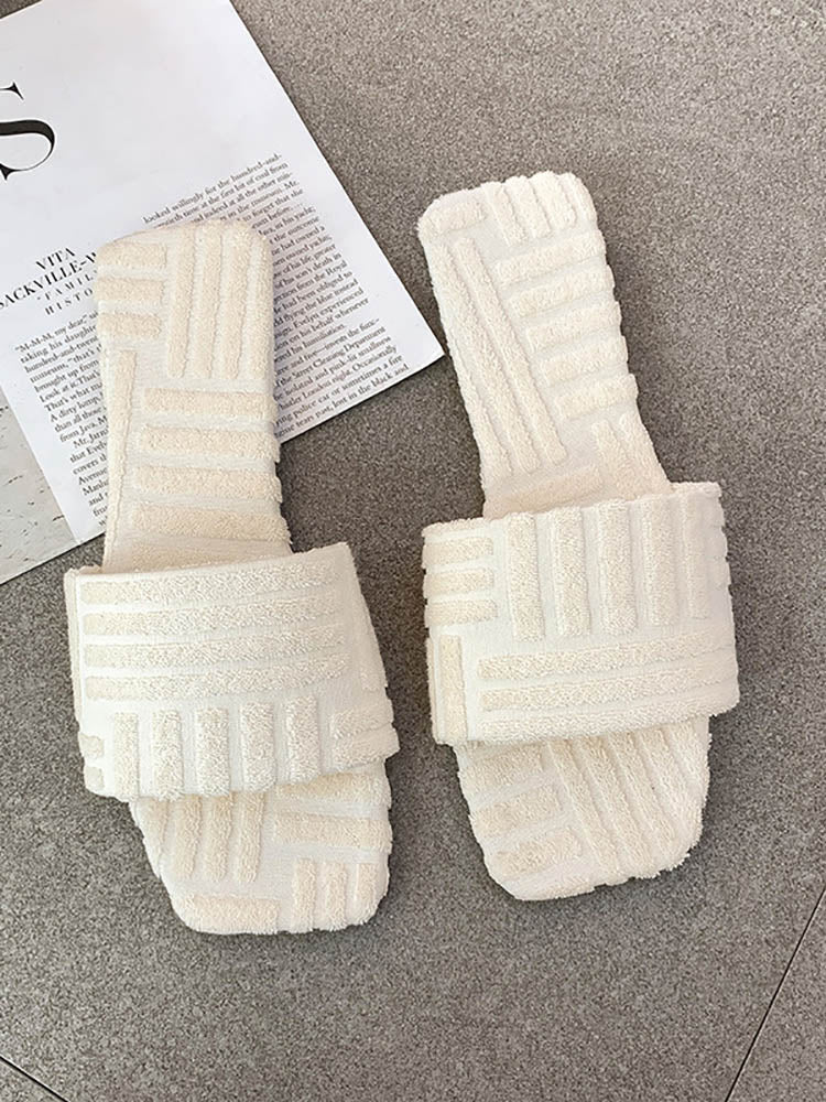 Toweling Flat Heel Slides - Image 13