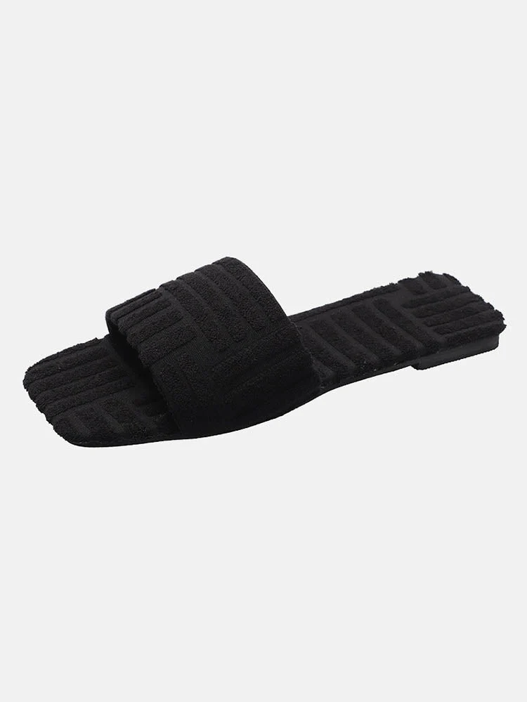 Toweling Flat Heel Slides - Image 18
