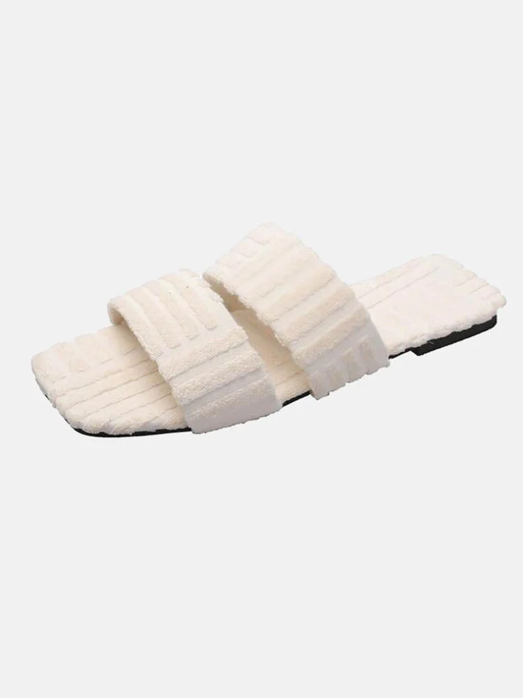 Toweling Flat Heel Slides - Image 35