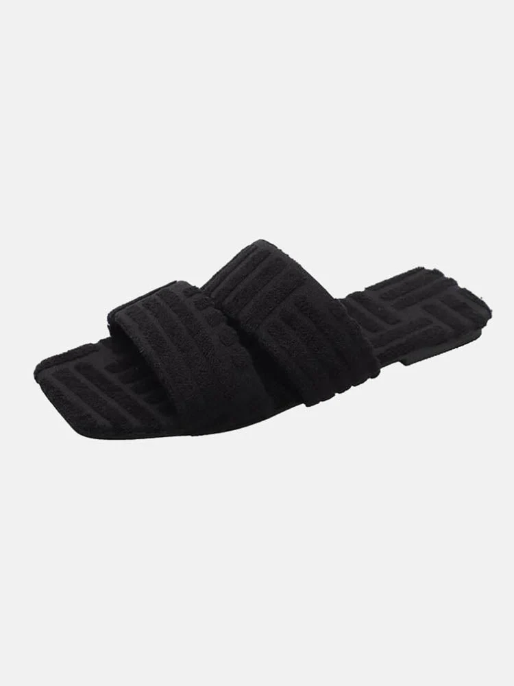 Toweling Flat Heel Slides - Image 37