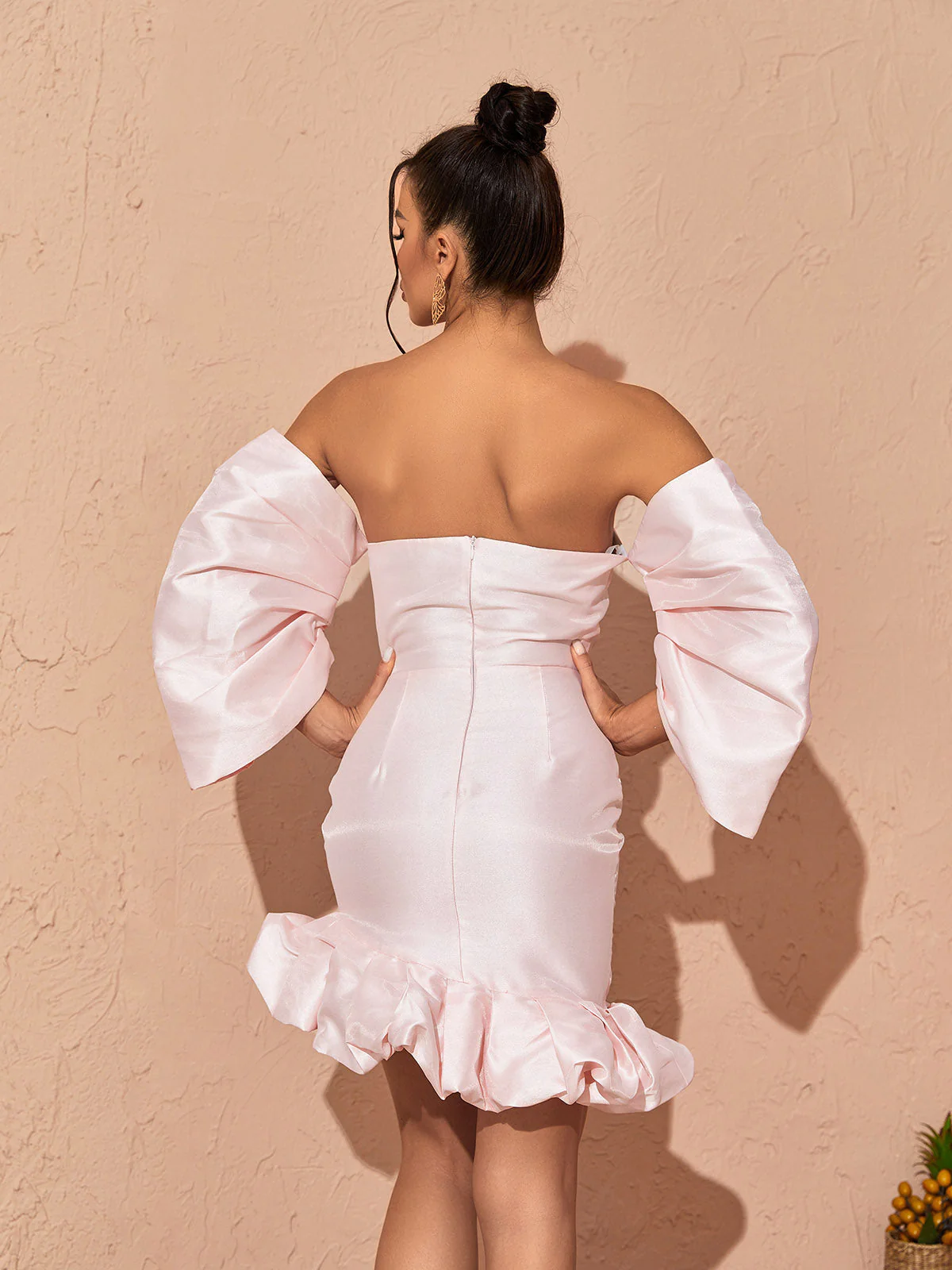 Tristian Satin Off Shoulder Ruffle Mini Dress - Image 5