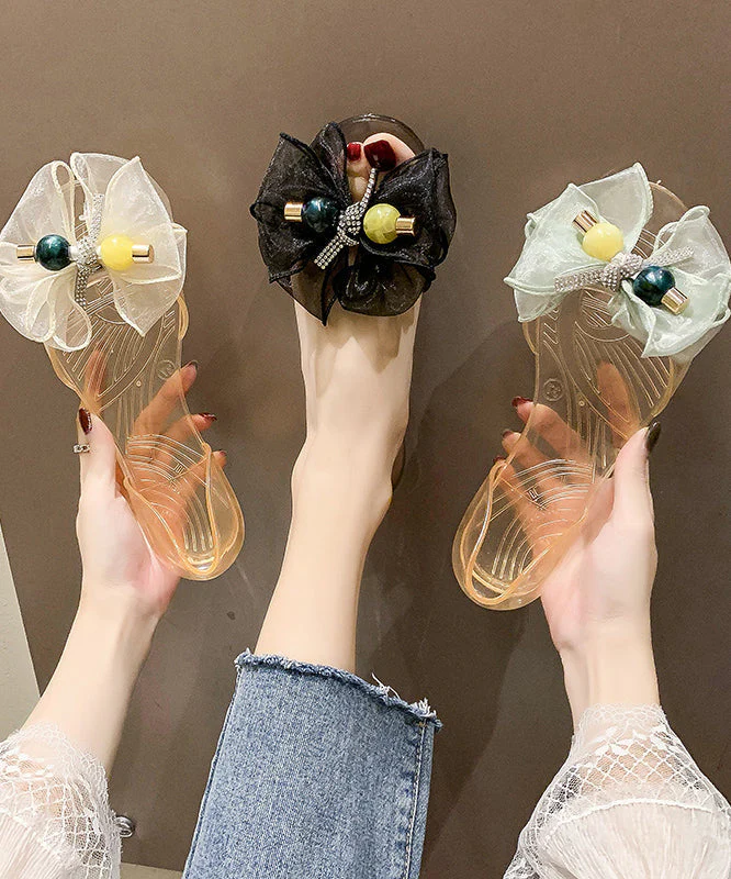 Tulle Bow Transparent Crystal Walking Sandals