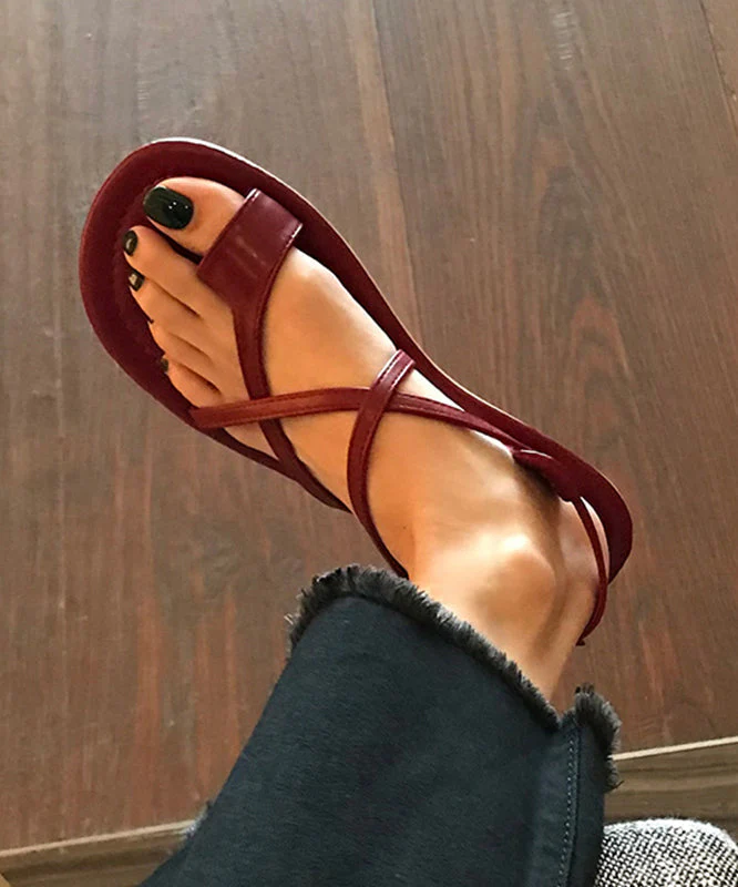 Unique Splicing Sandals Black Faux Leather Hollow Out - Image 4