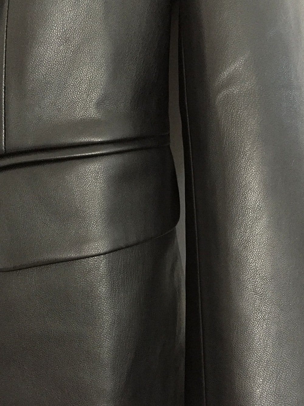 UNTITLED Double-Breasted Leather Blazer in Black - Image 9
