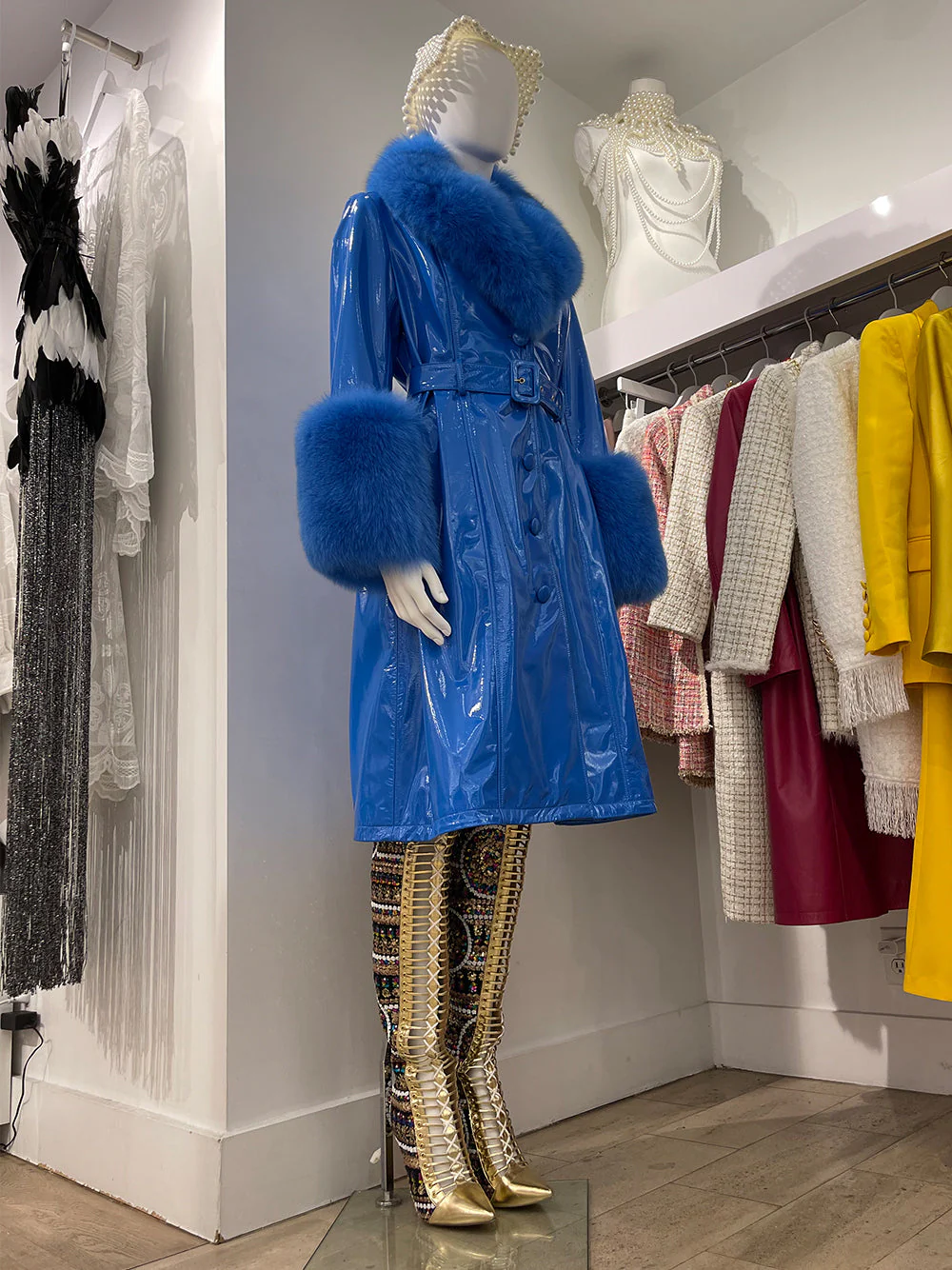 VANDAM Faux Fur Patent Leather Coat - Image 10
