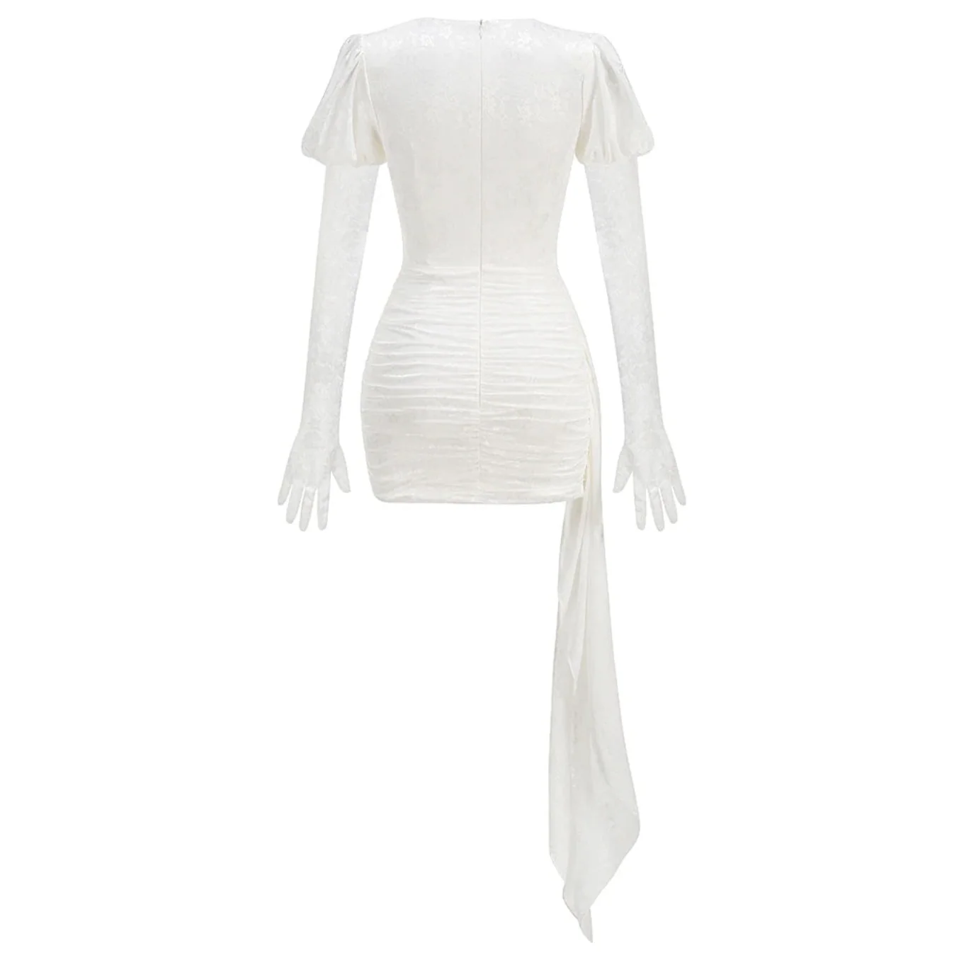 Venomous Elegance Draped Mini Dress With Gloves - Image 16