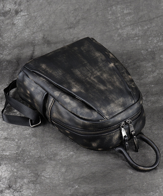 Versatile Black Backpack Capacity Calf Bag Leather Large - Image 4
