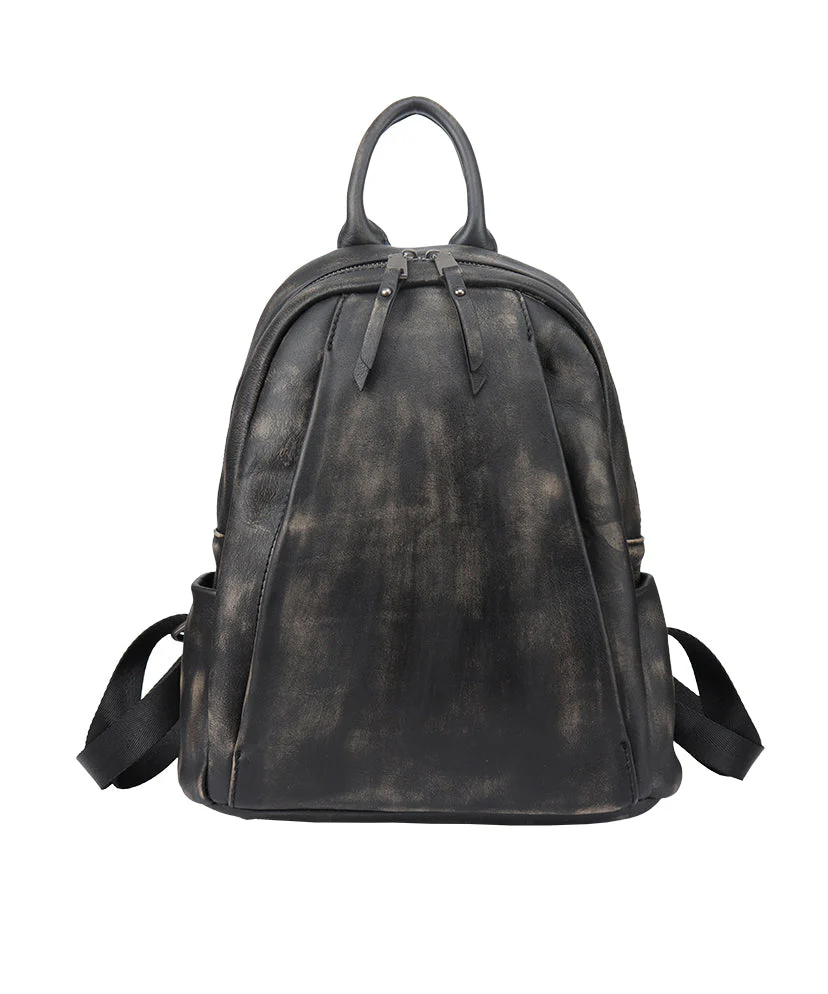 Versatile Black Backpack Capacity Calf Bag Leather Large - Image 5
