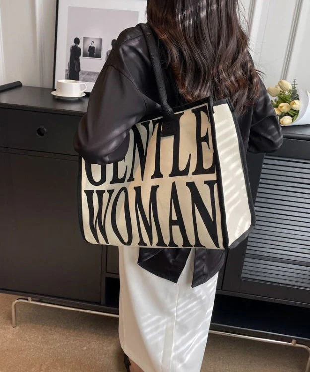 Versatile Large Capacity Black Graphic Canvas Satchel Bag Handbag - Image 5