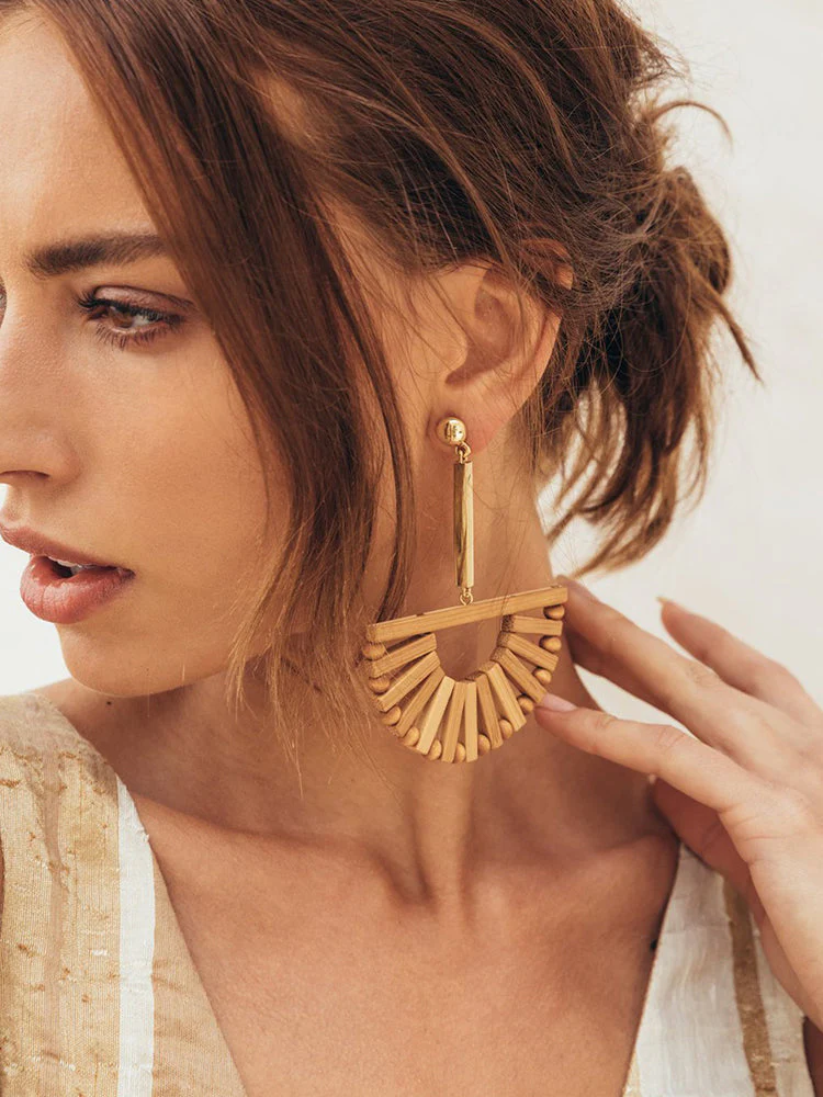 Vintage Hollow Wood Earrings - Image 5