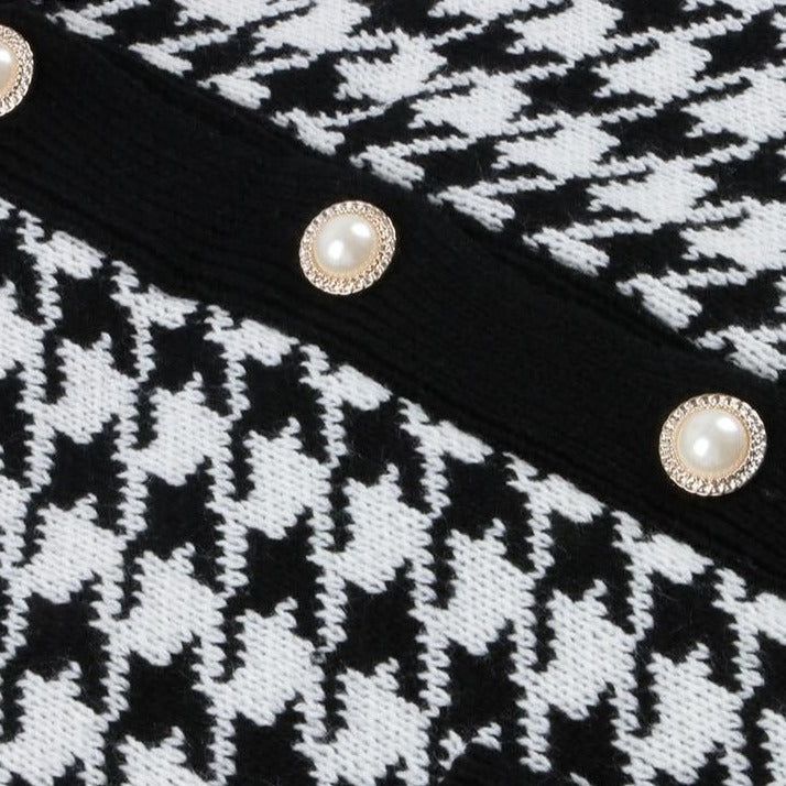 Voice My Style Houndstooth Pattern Button Cardigan - Image 5