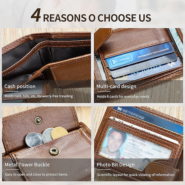 wallet card leather purse multi top cowhide layer Genuine coin - Image 2