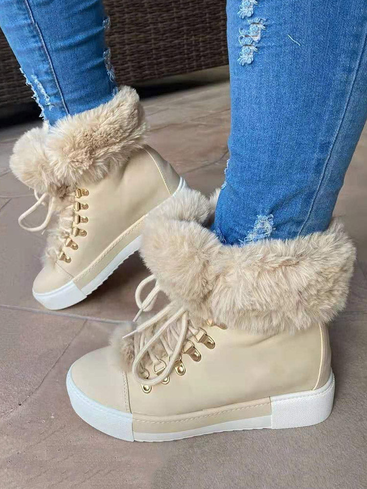Warm Plush PU Leather Boots - Image 3
