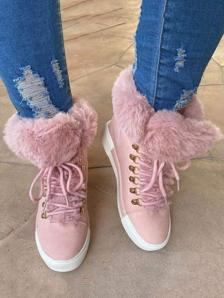 Warm Plush PU Leather Boots - Image 4