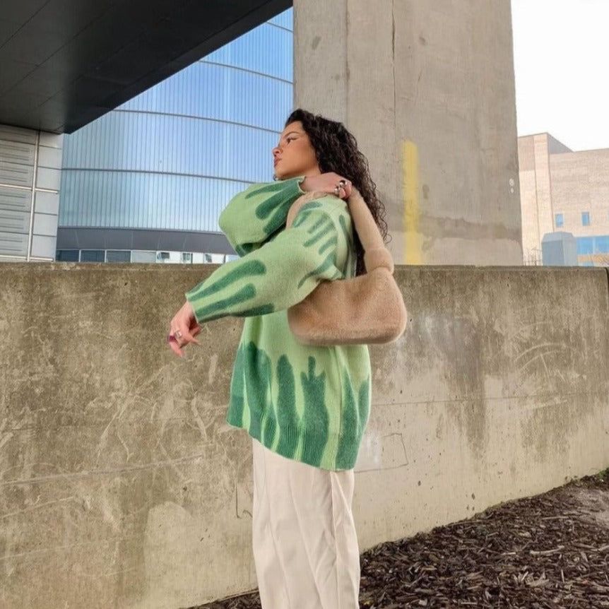 Waves Of Style Abstract Print Oversized Sweater - Image 2