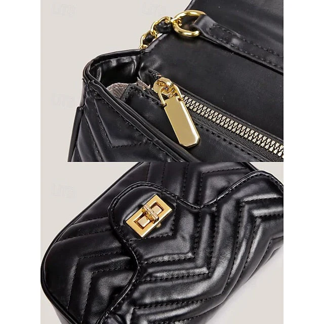White Leather with Bag Crossbody Gold Elegant Chain - Image 7
