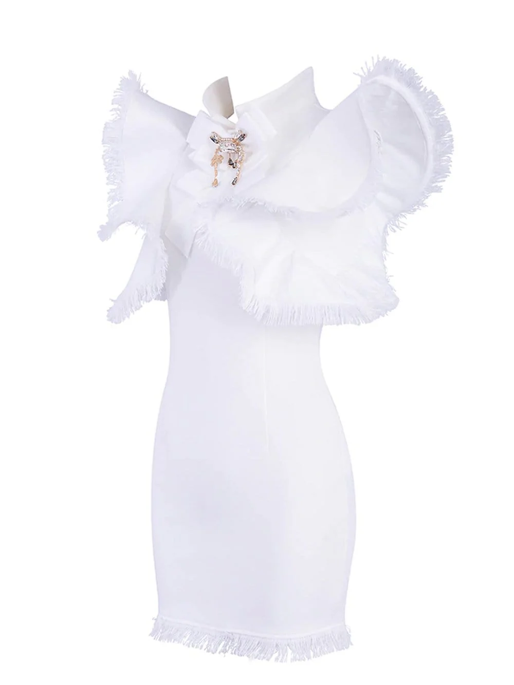 WHITEHAVEN Bodycon Mini Dress in White - Image 7