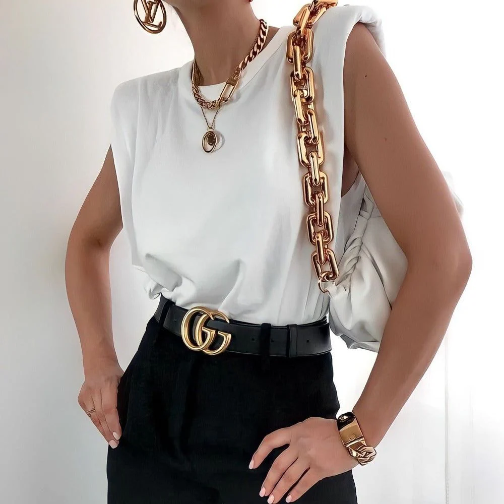 Who Loves You Padded Shoulder Top - Image 3