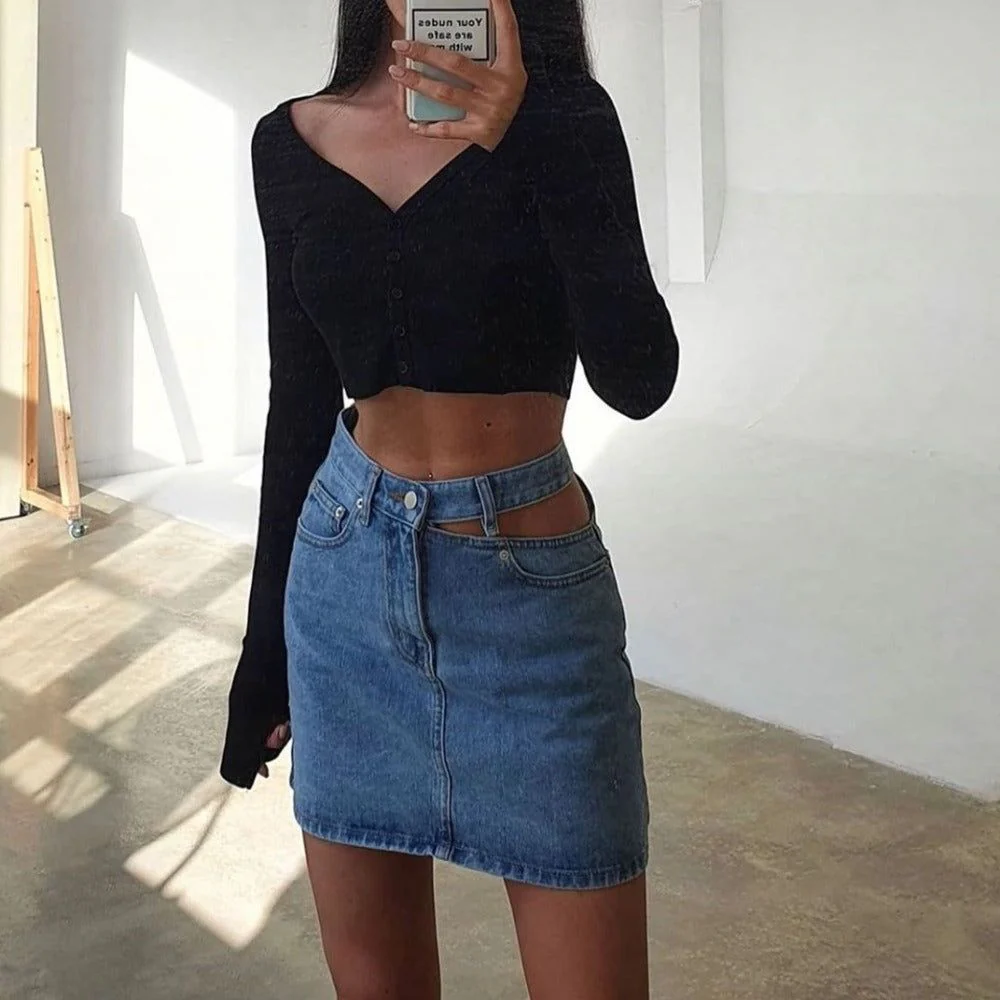 Winner Winner Denim Casual High Waist Mini Skirt - Image 3