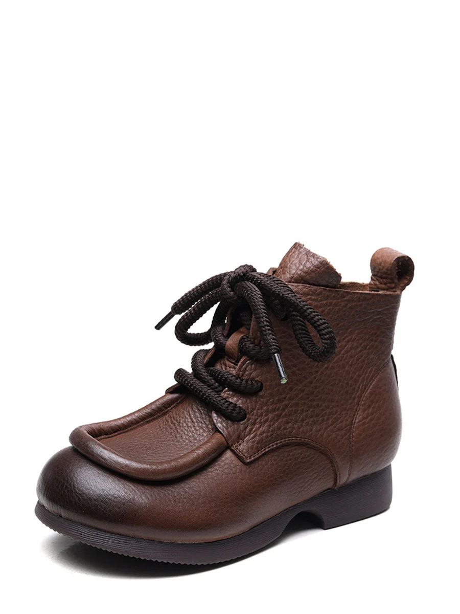 Winter Genuine Leather Strap Low Heel Boots - Image 10
