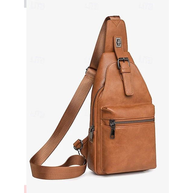 with Sling Faux Brown Bag Leather Crossbody - Image 2