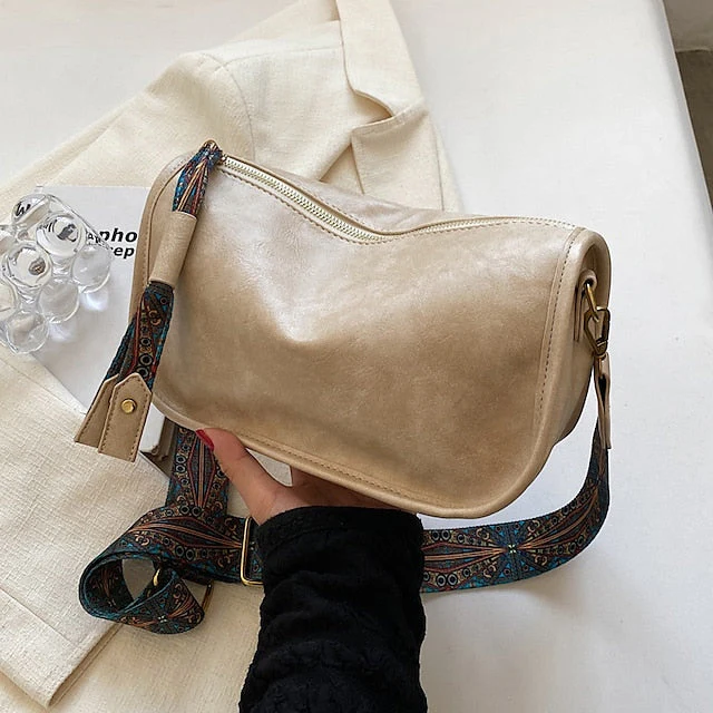 with Vintage Leather Bohemian Strap Handbag PU - Image 12