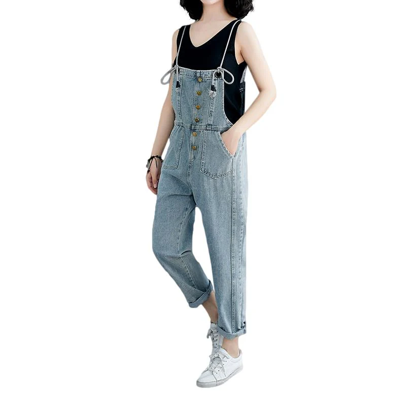 Women's denim jumpsuit with drawstrings - Image 2