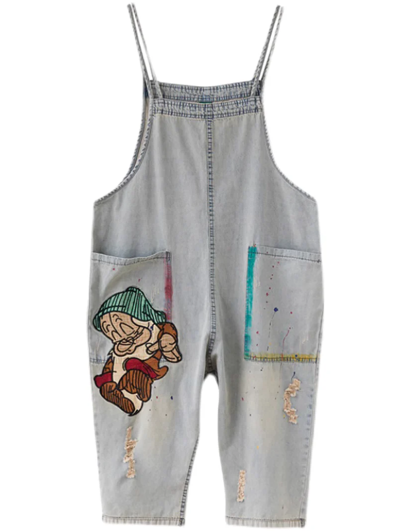 Relaxed Fit Large size Patch Dungaree - Image 3
