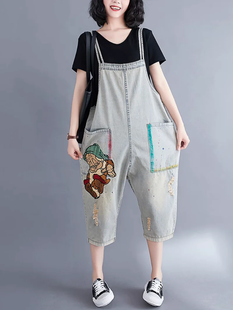 Relaxed Fit Large size Patch Dungaree - Image 6